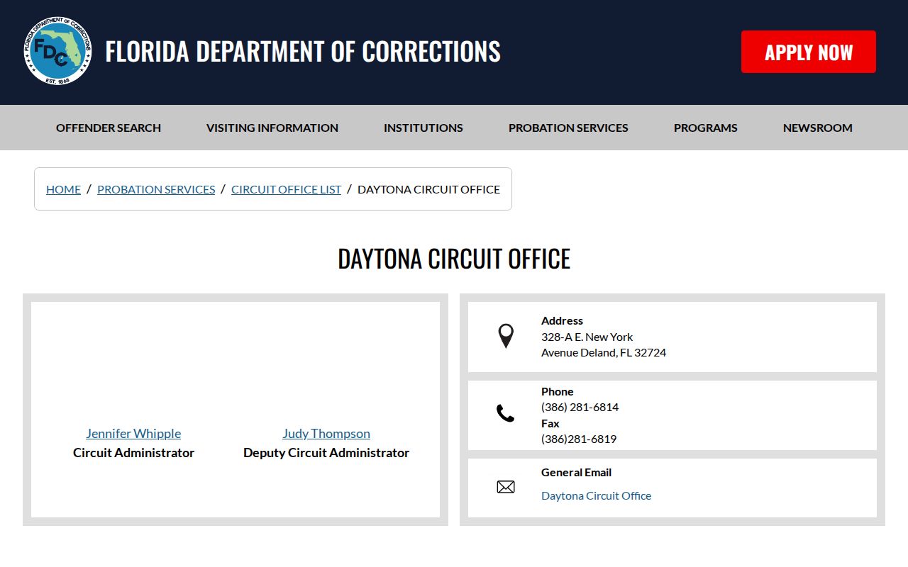 FDC Circuit 7 Flagler County probation office contact and supervision coverage